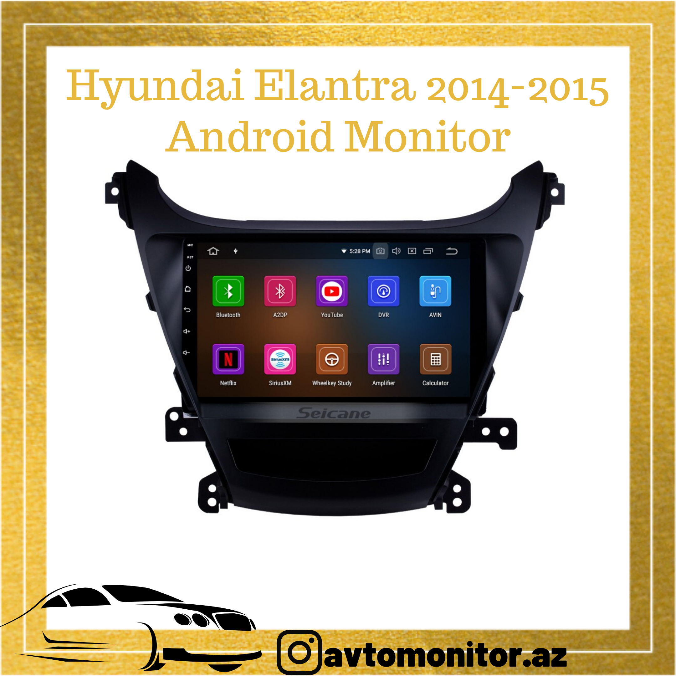 Hyundai Elantra 2014-2015 üçün Android Monitor- -- --